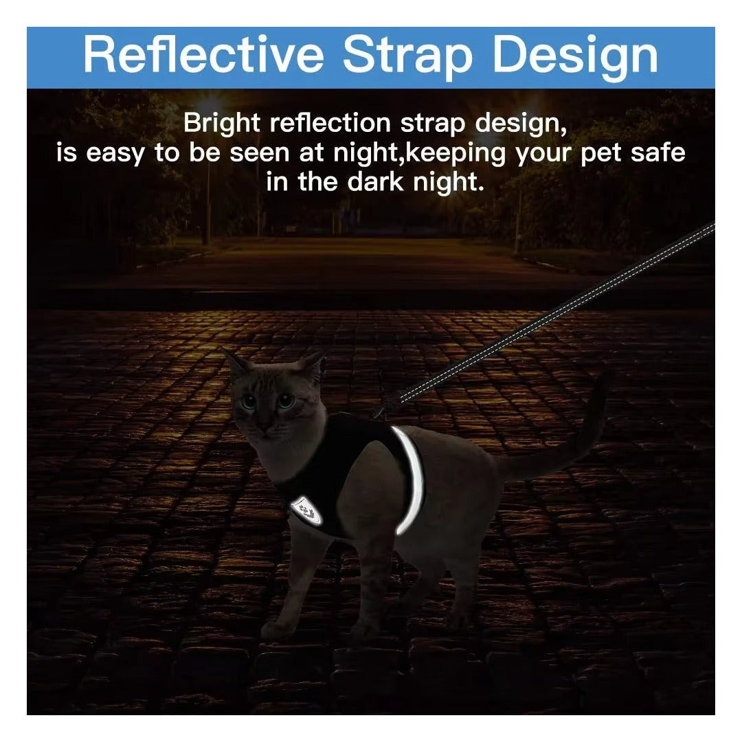 Breathable Cat Harness and Leash Escape Proof Pet Clothes Kitten Puppy Dogs Vest Adjustable Easy Control Reflective Cat Harness