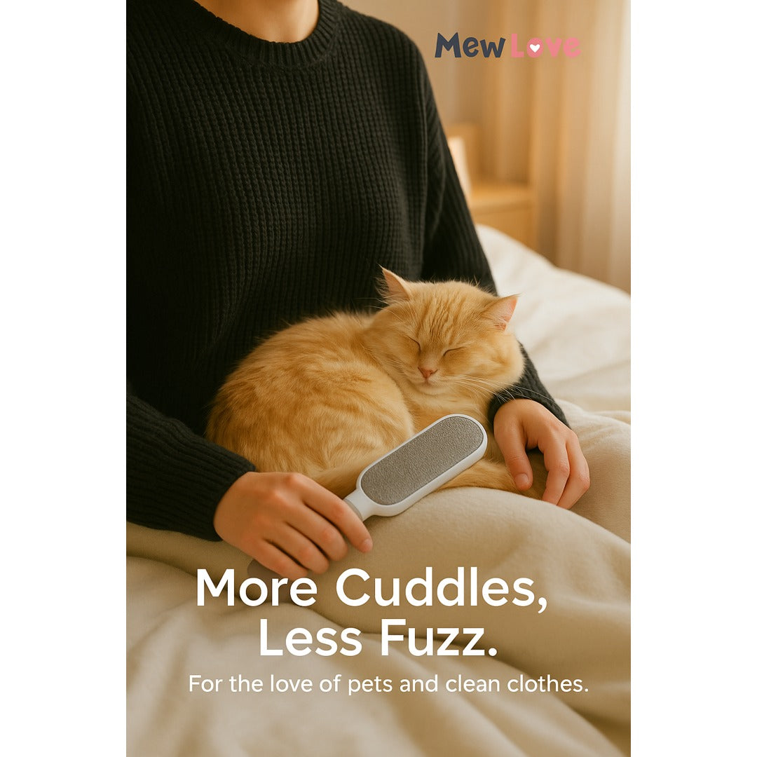 MewLove Cat Hair Remover Brush – Reusable · Self-Cleaning Base