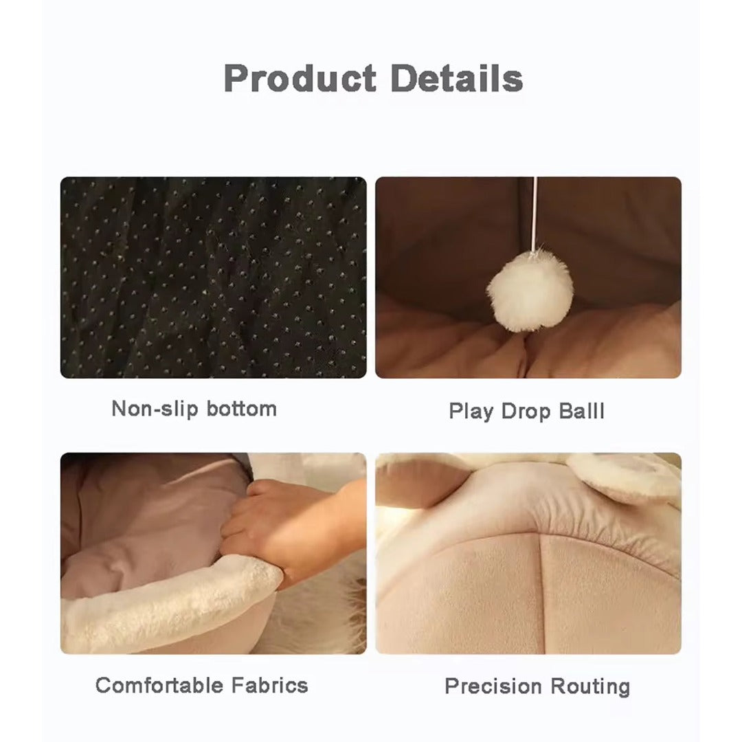 Pet Tent Cave Bed for Cats Small Dogs Self-Warming Cat Tent Bed Cat Hut Comfortable Pet Sleeping Bed Foldable Removable Washable