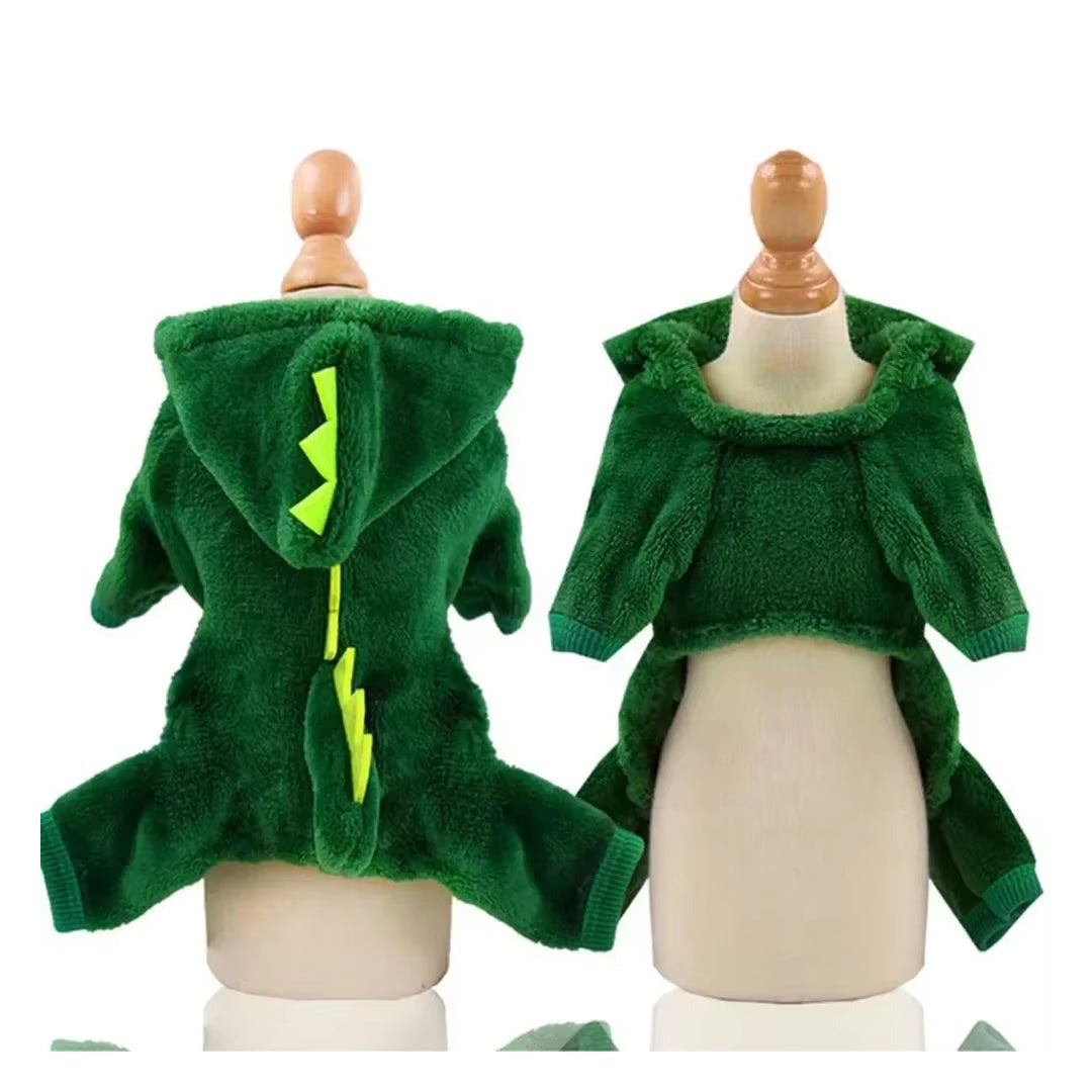 Pet Cat Dog Halloween Dog Clothes for Small Dogs Funny Dinosaur Cosplay Costume Winter Warm Cat Coat Fleece Hoodies Sweater