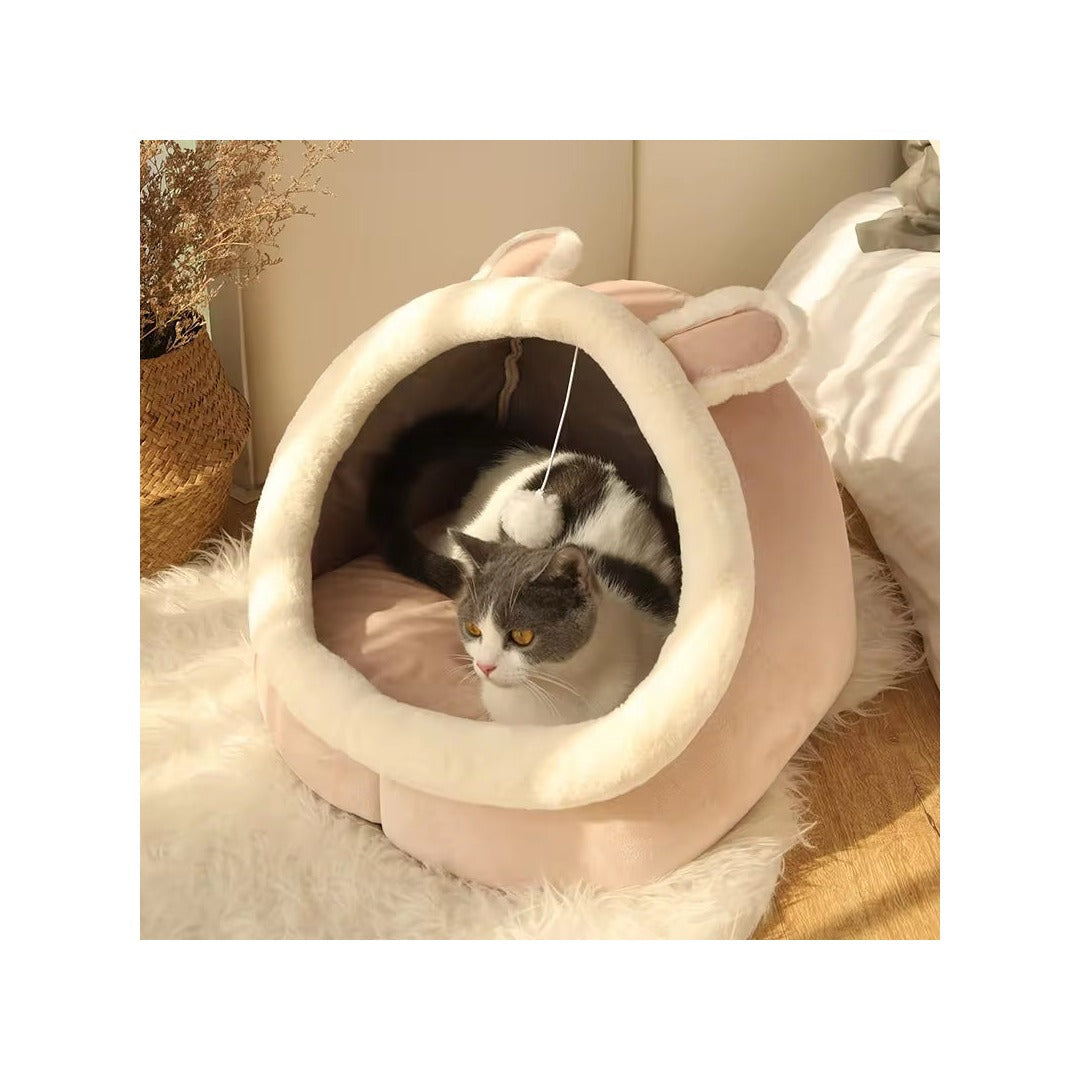Pet Tent Cave Bed for Cats Small Dogs Self-Warming Cat Tent Bed Cat Hut Comfortable Pet Sleeping Bed Foldable Removable Washable