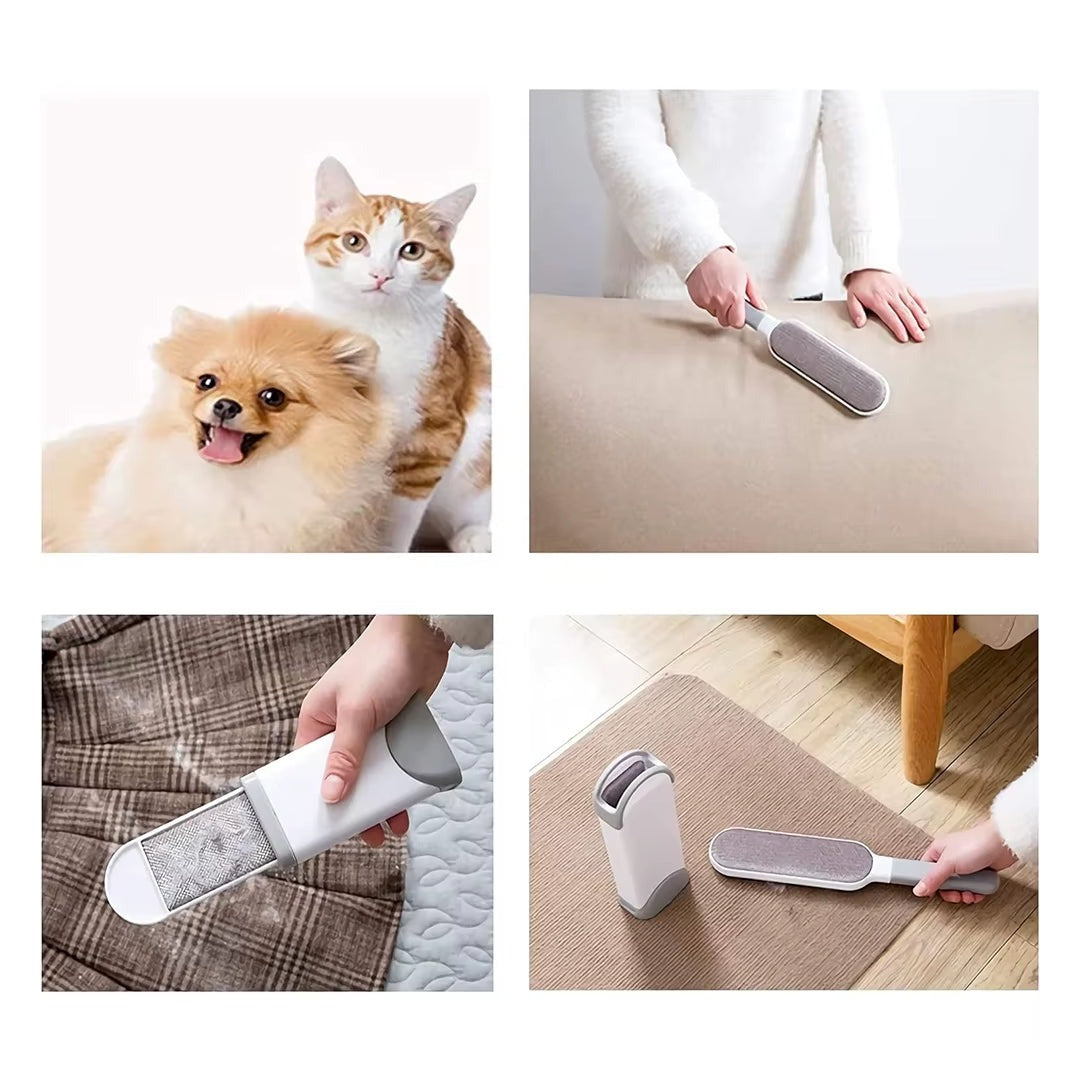 Lint Brush with Self-Cleaning Base Set Pet Hair Remover Brush Portable Dog & Cat Hair Remover Clothes Sofa Car Seat Cleaning