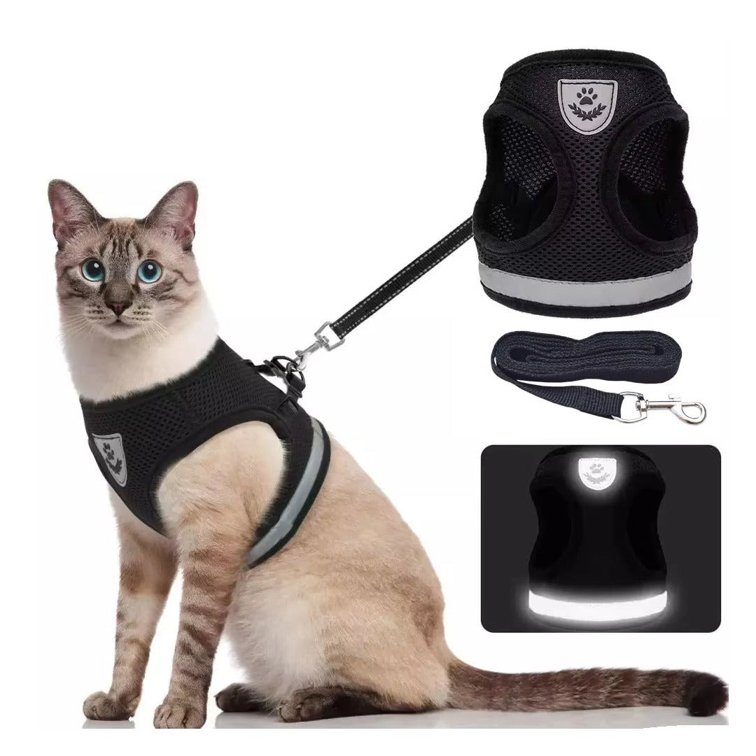 Breathable Cat Harness and Leash Escape Proof Pet Clothes Kitten Puppy Dogs Vest Adjustable Easy Control Reflective Cat Harness