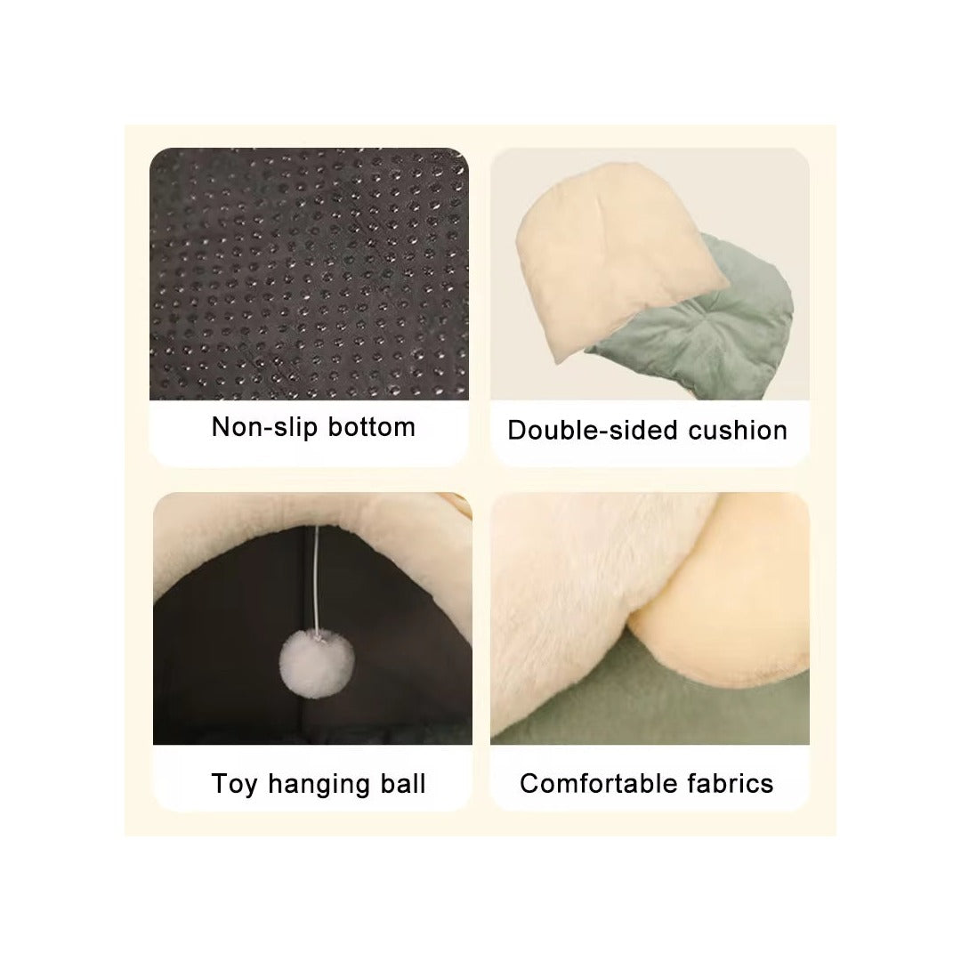 Pet Tent Cave Bed for Cats Small Dogs Self-Warming Cat Tent Bed Cat Hut Comfortable Pet Sleeping Bed Foldable Removable Washable