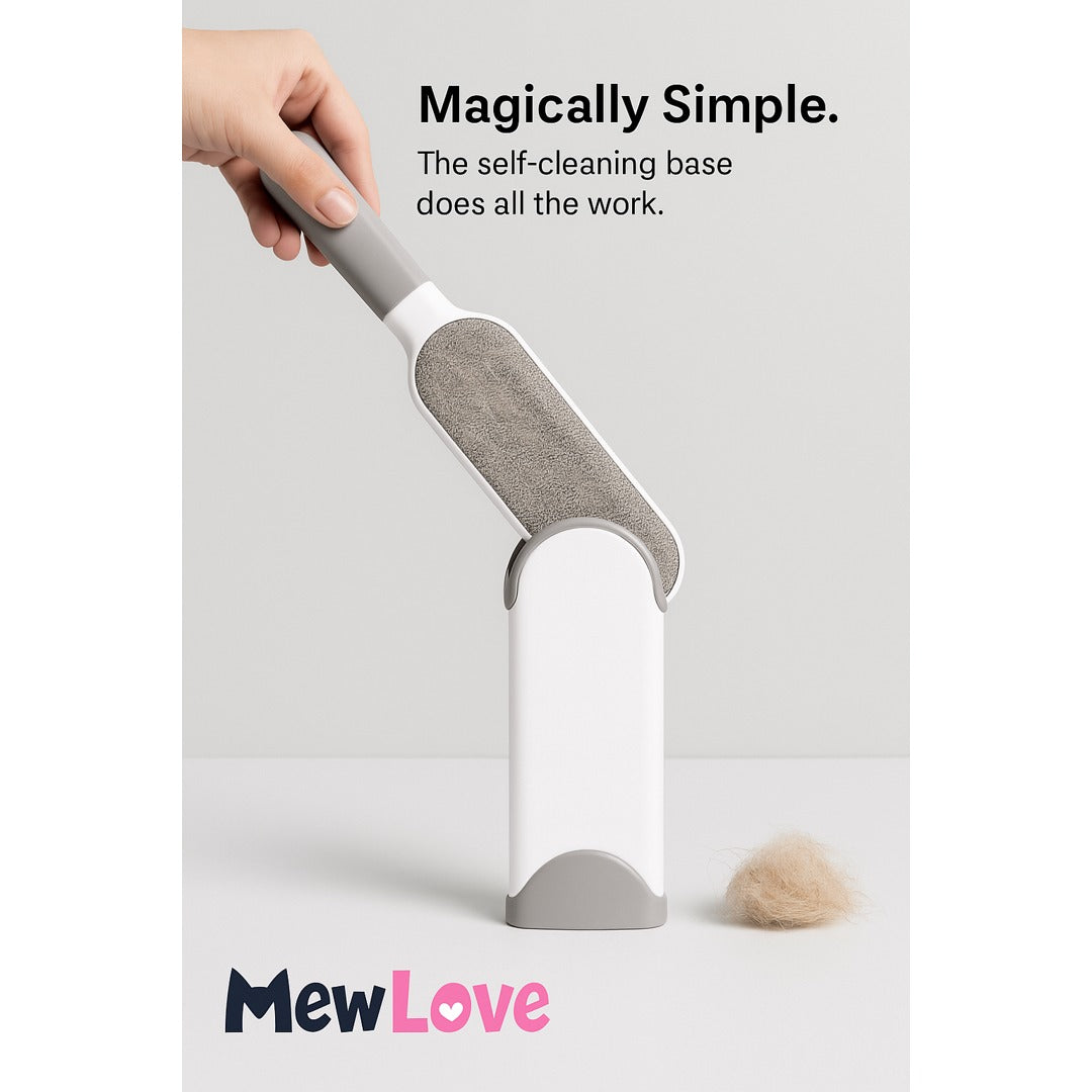 MewLove Cat Hair Remover Brush – Reusable · Self-Cleaning Base