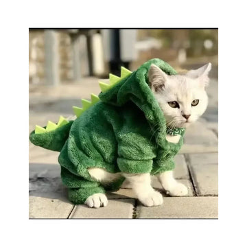 Pet Cat Dog Halloween Dog Clothes for Small Dogs Funny Dinosaur Cosplay Costume Winter Warm Cat Coat Fleece Hoodies Sweater
