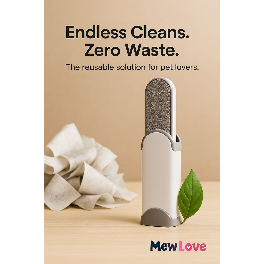 MewLove Cat Hair Remover Brush – Reusable · Self-Cleaning Base