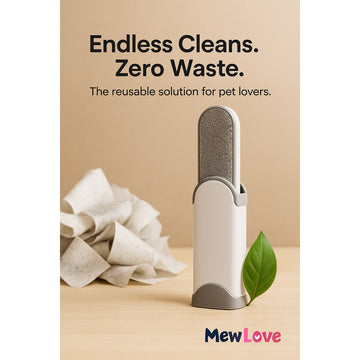 MewLove Cat Hair Remover Brush – Reusable · Self-Cleaning Base