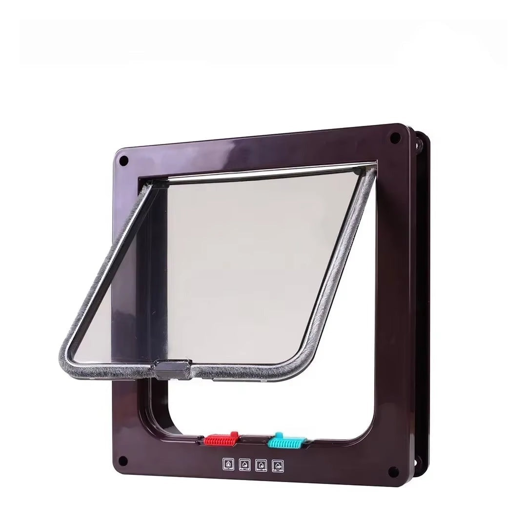 Dog Cat Flap Door with 4 Way Security Lock Flap Door for Dog Cats Kitten ABS Plastic Small Pet Gate Door Kit Cat Dogs Flap Doors