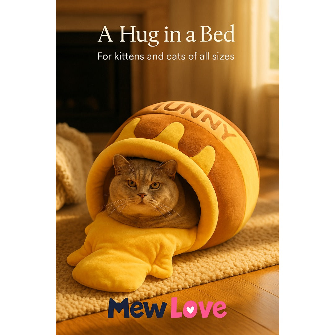MewLove Plush Cat Bed – Honey Pot Hideout