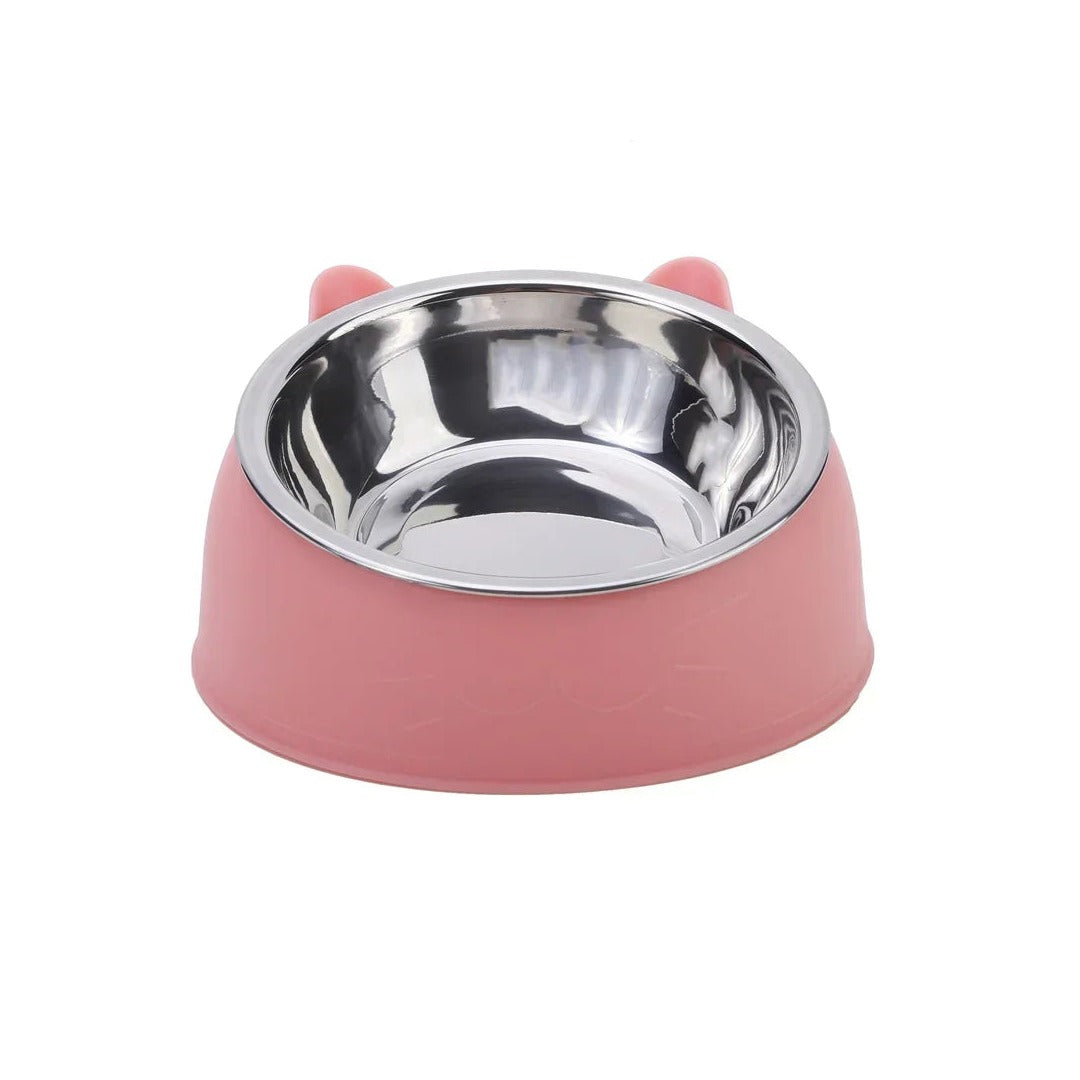 Trendy Stainless Steel Cat Dog Double Bowl 15 Degree Inclined anti Neck Strain Pet Feeder Slant Mouth Best Selling Pet Supplies