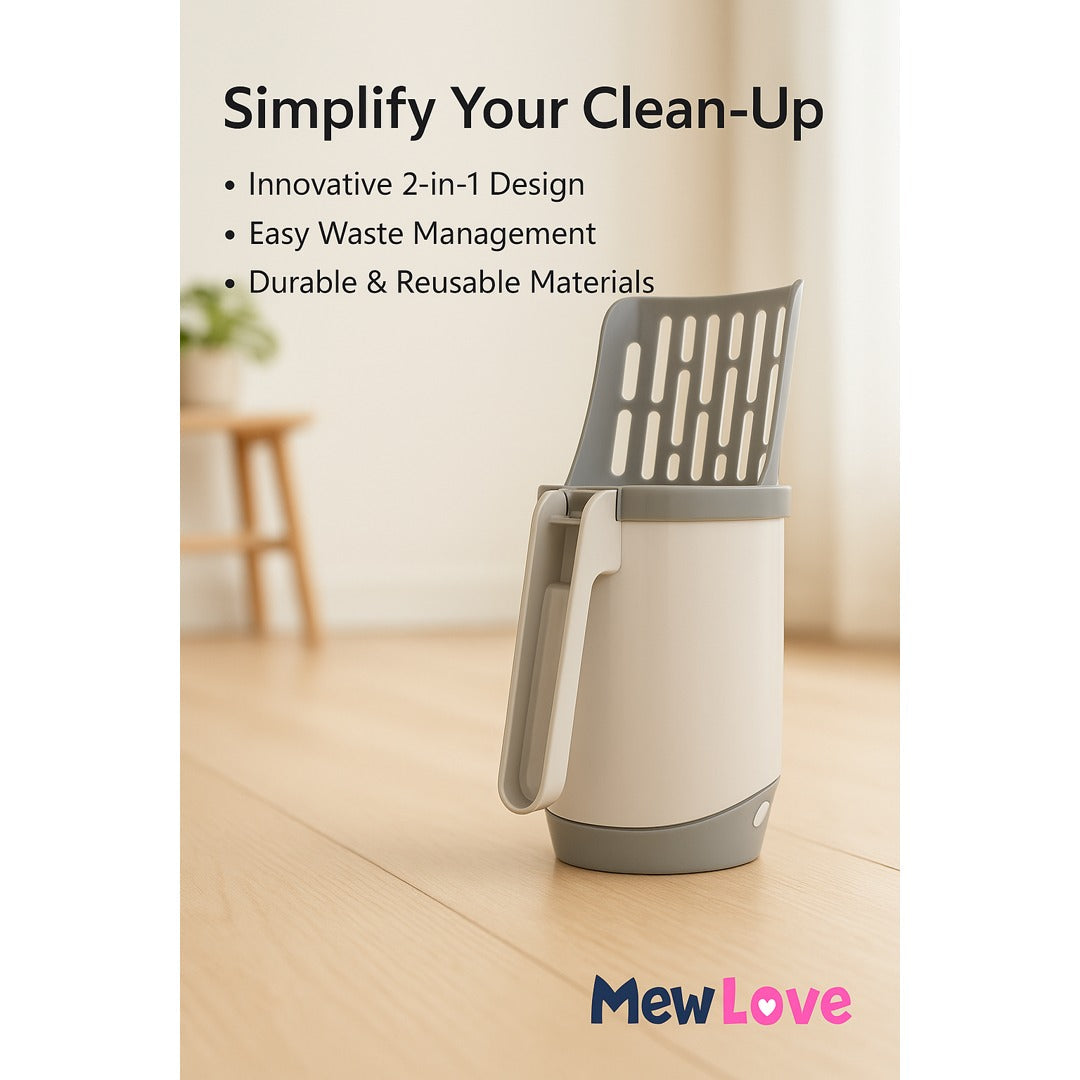 MewLove Cat Litter Scoop – Built-In Waste Container & Bags