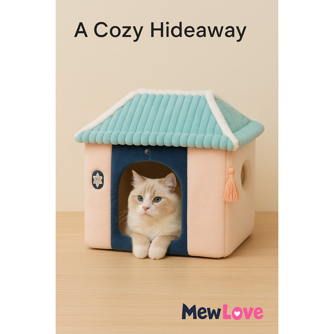 MewLove Plush Cat House Bed – Cozy Hideout