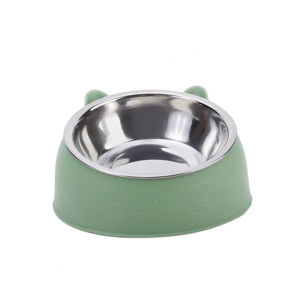 Trendy Stainless Steel Cat Dog Double Bowl 15 Degree Inclined anti Neck Strain Pet Feeder Slant Mouth Best Selling Pet Supplies