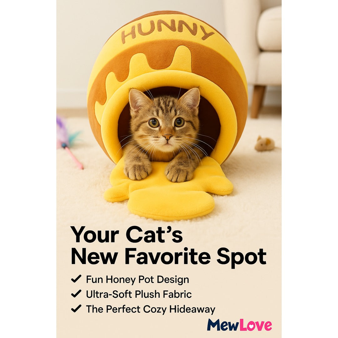 MewLove Plush Cat Bed – Honey Pot Hideout