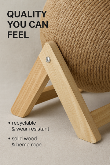 MewLove Wooden Cat Scratching Ball – Stylish Furniture Protection