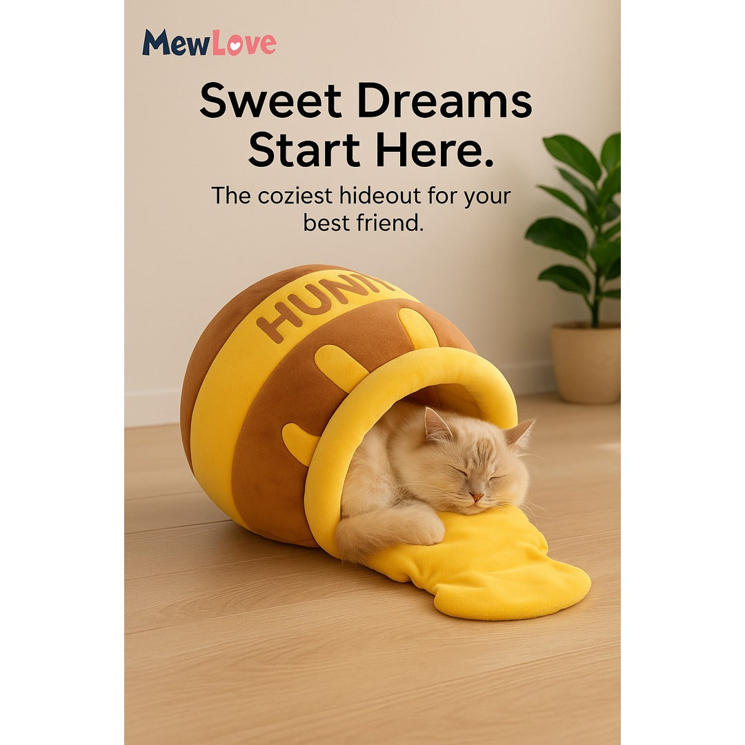 MewLove Plush Cat Bed – Honey Pot Hideout