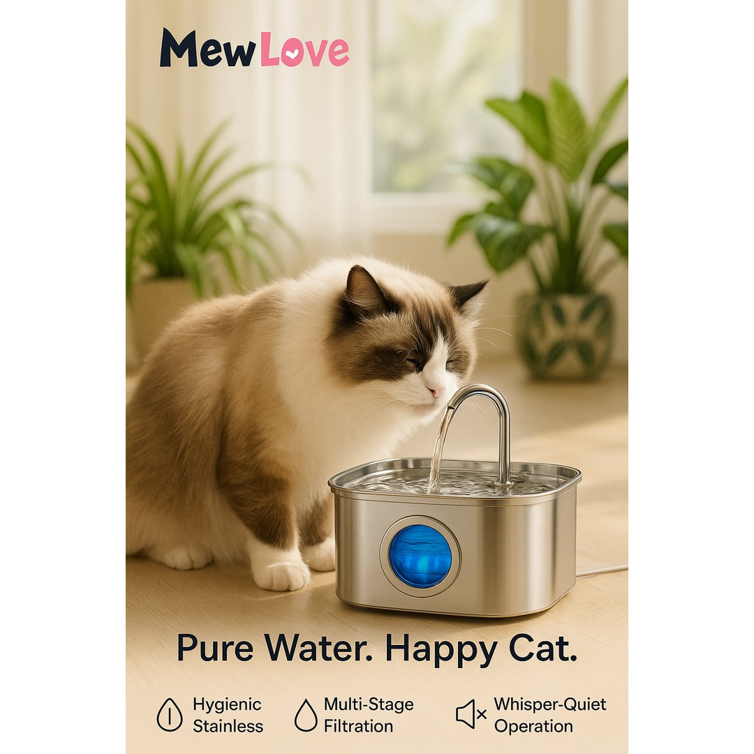 MewLove Cat Water Fountain – Hygienic Steel