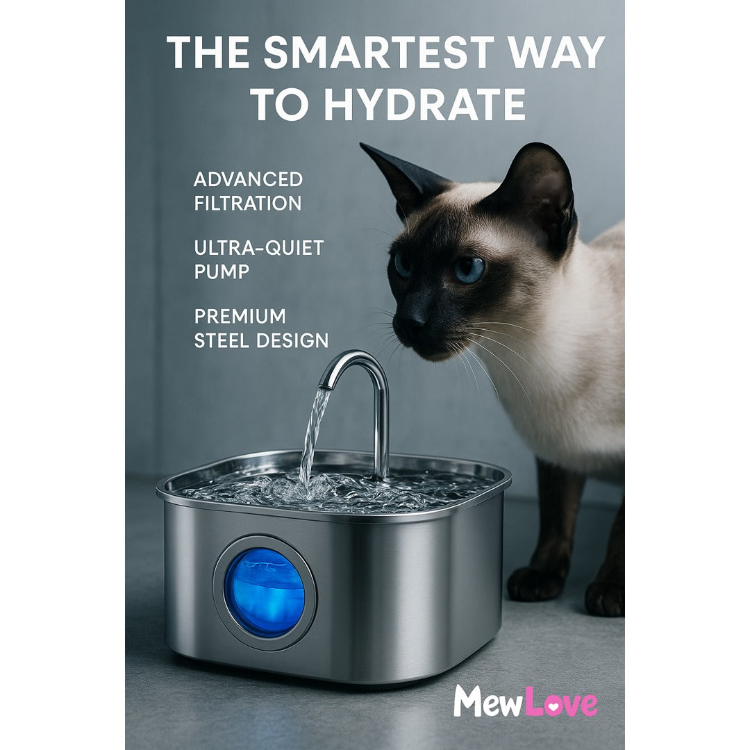 MewLove Cat Water Fountain – Hygienic Steel