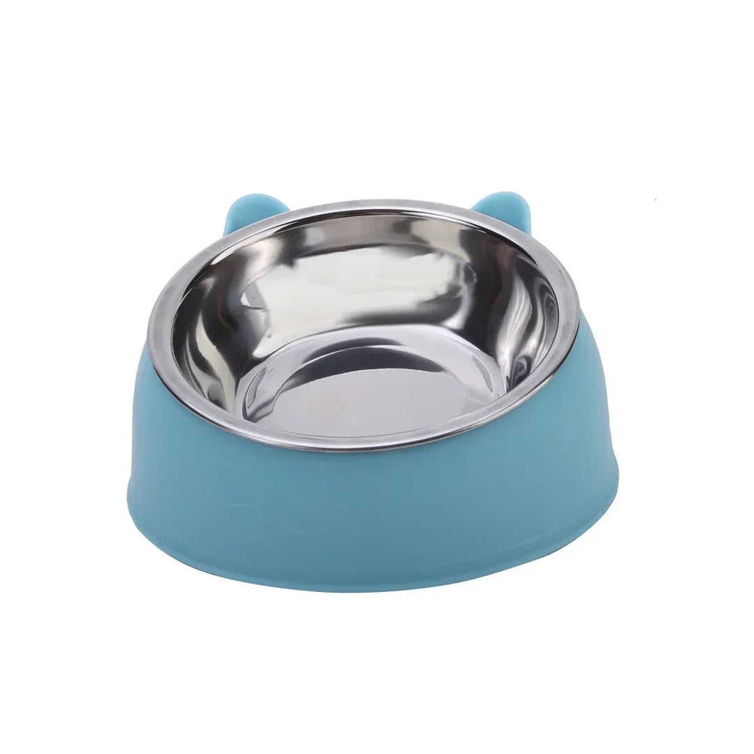 Trendy Stainless Steel Cat Dog Double Bowl 15 Degree Inclined anti Neck Strain Pet Feeder Slant Mouth Best Selling Pet Supplies