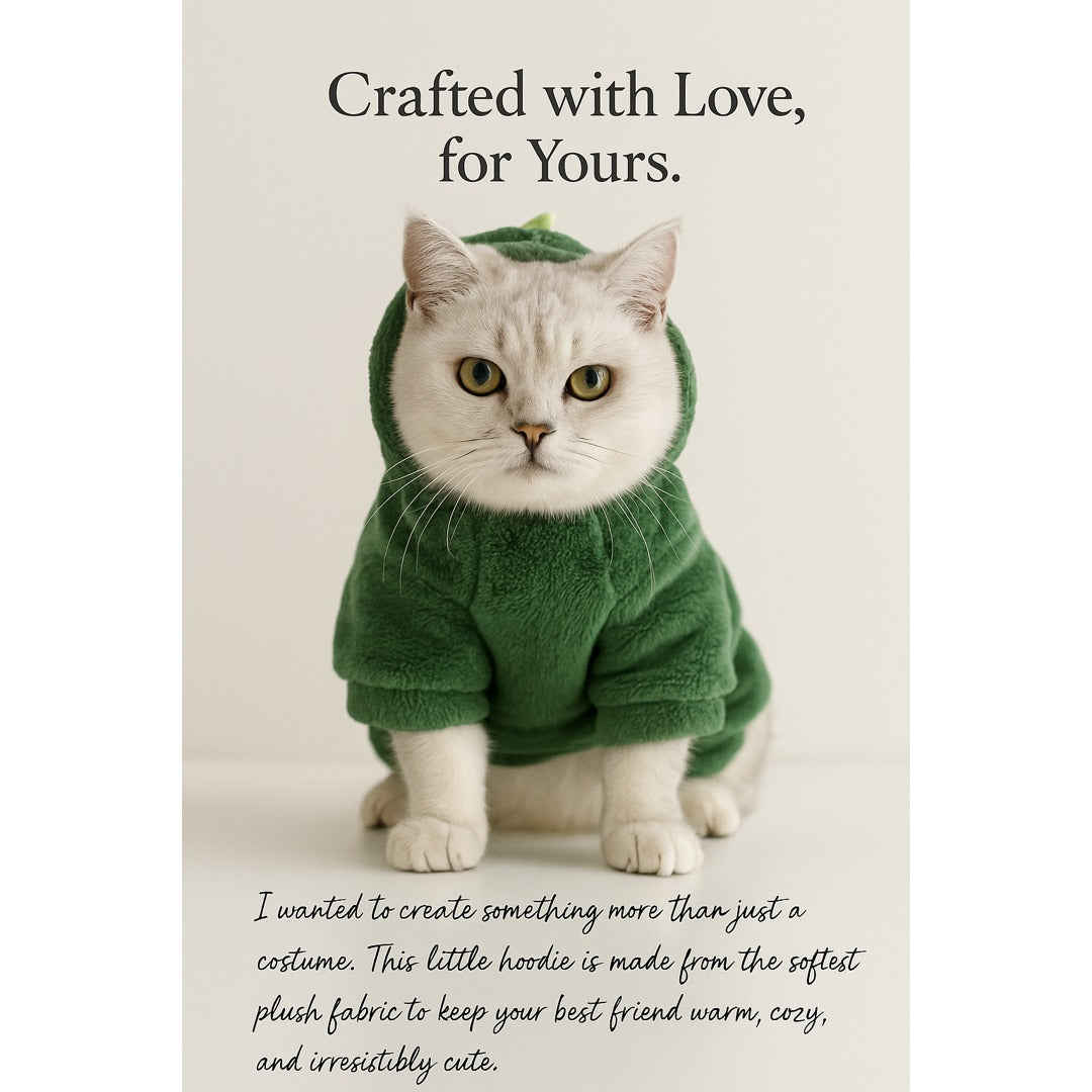 MewLove Dino Cat Costume Hoodie – Plush & Cozy