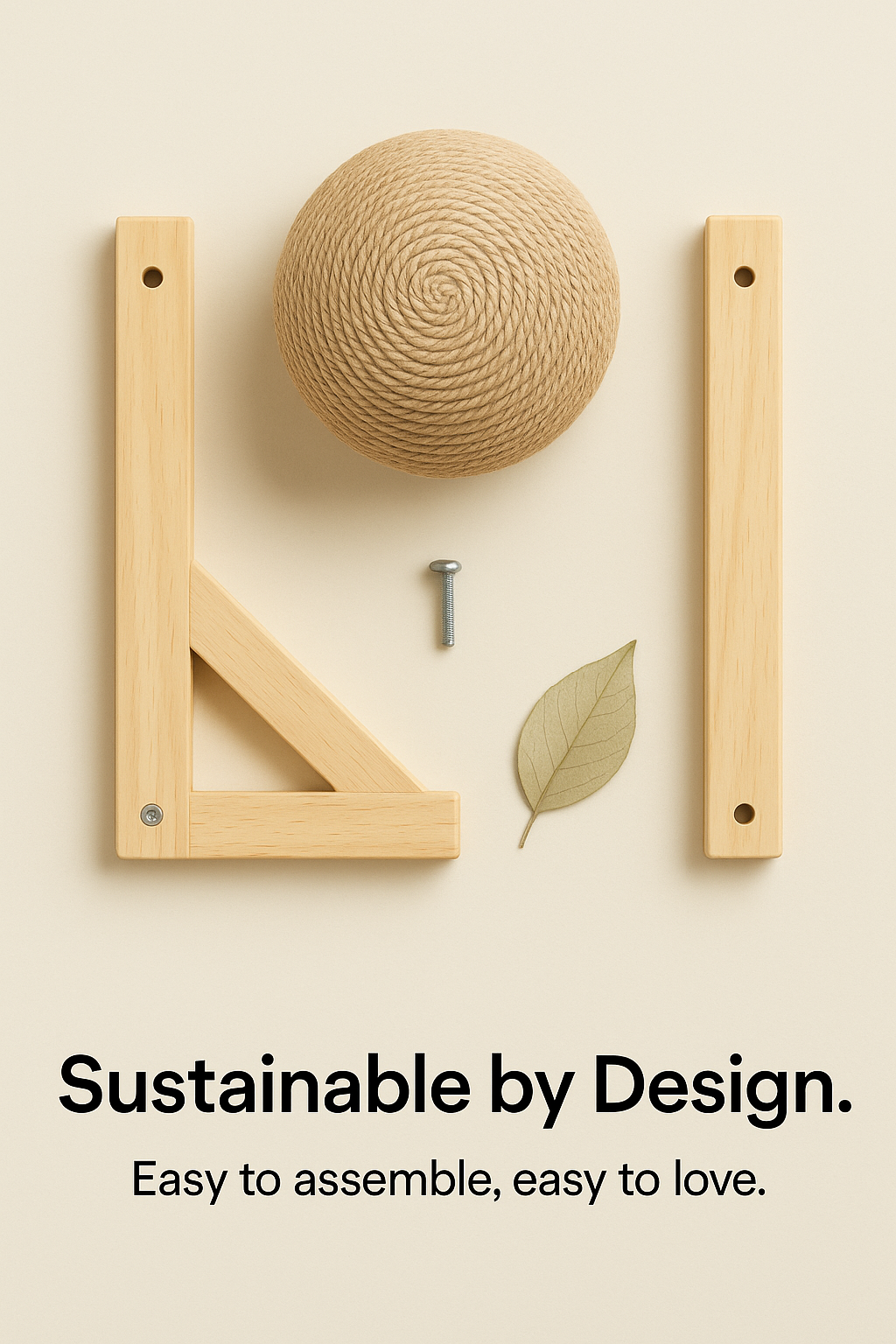 MewLove Wooden Cat Scratching Ball – Stylish Furniture Protection