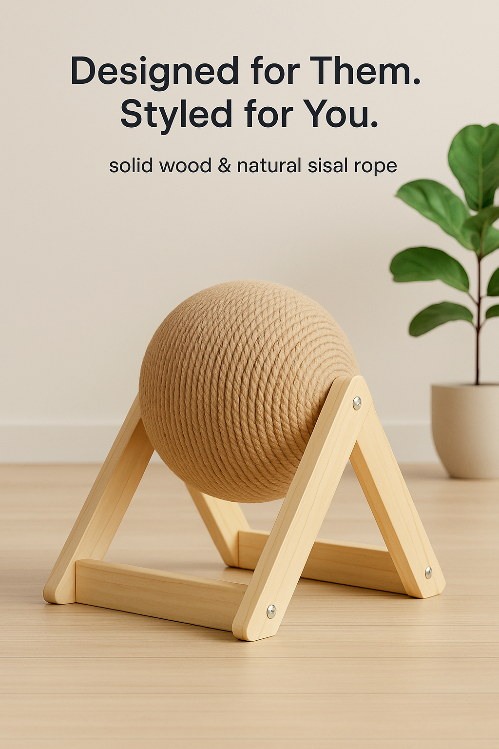 MewLove Wooden Cat Scratching Ball – Stylish Furniture Protection